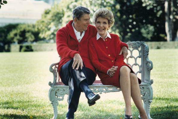 UNDATED: (FILE PHOTO)  Former U.S. President Ronald Reagan and First Lady Nancy Reagan share a moment in this undated file photo. Reagan turns 93 on February 6, 2004.(Photo courtesy of the Ronald Reagan Presidental Library/Getty Images)
